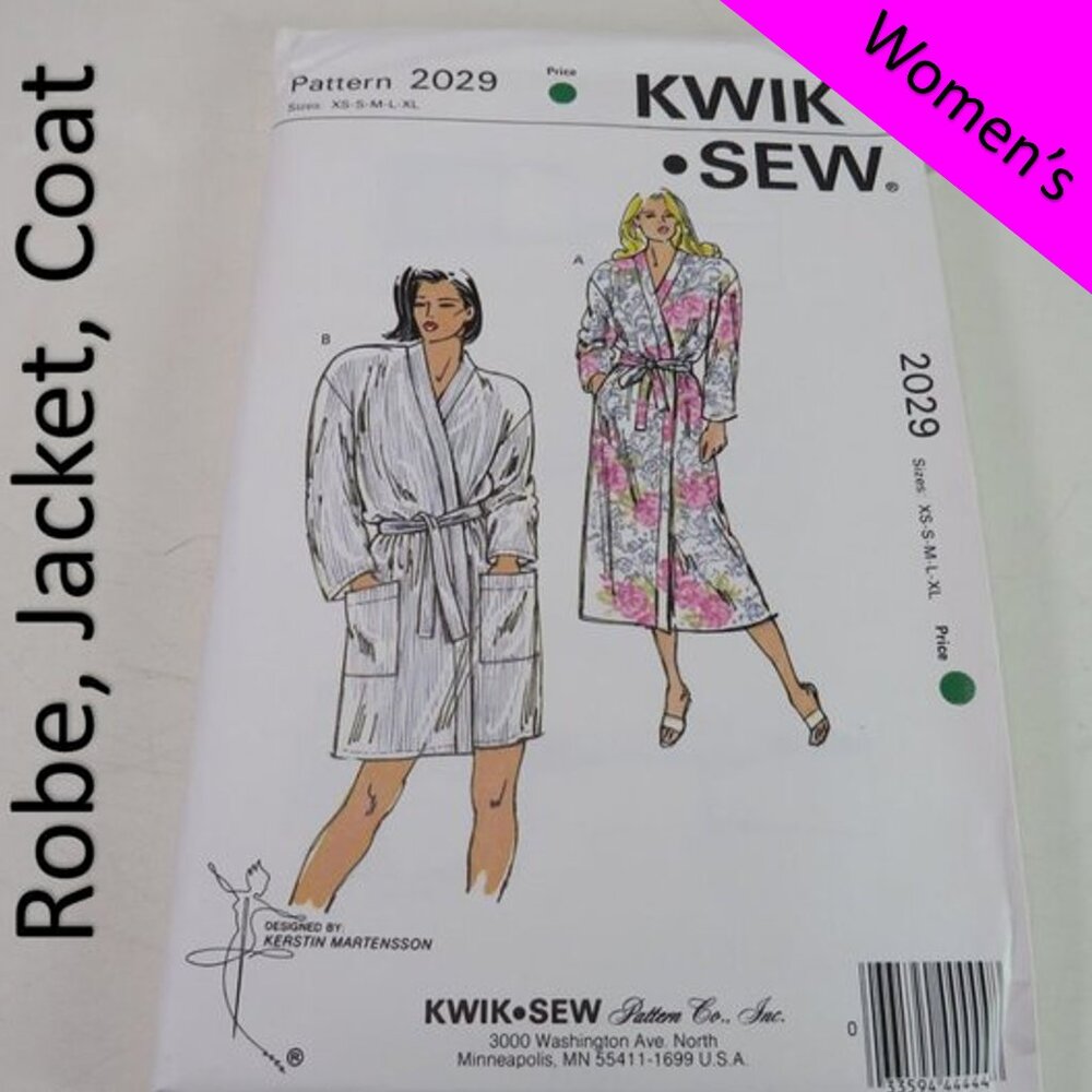 Kwik Sew 2029 sewing pattern EASY Robe, Cover Up, Jacket, Coat UNCUT